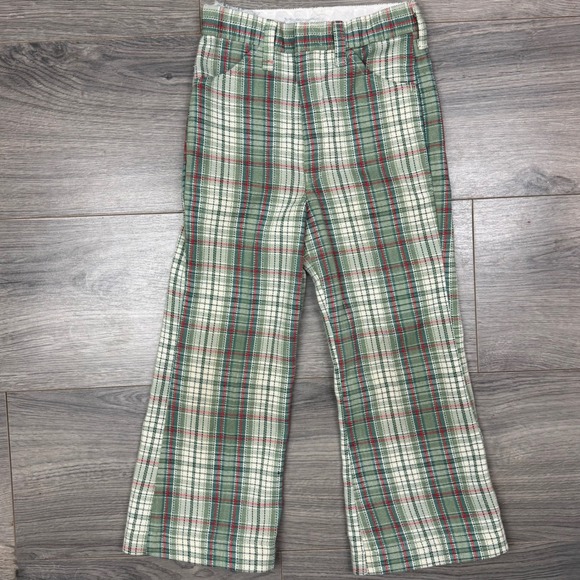 Sears Other - Vintage 70s Sears Rough-Housers Plaid Pants 6 Slim Flare Perma-Prest Boys